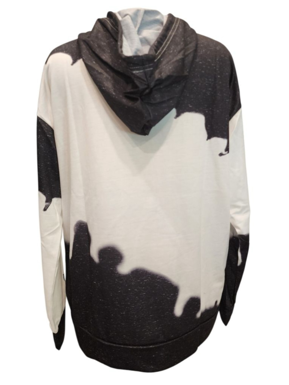 Paw Print Heart Hoodie Sweatshirt Women's 2XL Black White Tie Dye Splatter Plus - Picture 6 of 11
